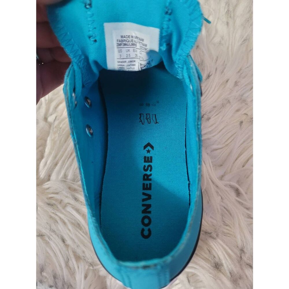 New Converse Chuck Taylor All Star Low Top Sneakers, Teal Leather/Shimmer, Girls - Picture 6 of 7